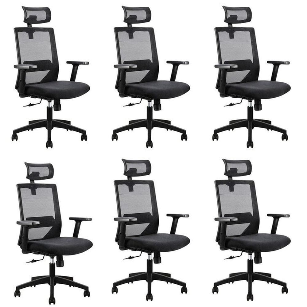 Kit 6 Cadeiras Presidente Nr17 Office Chicago Preto