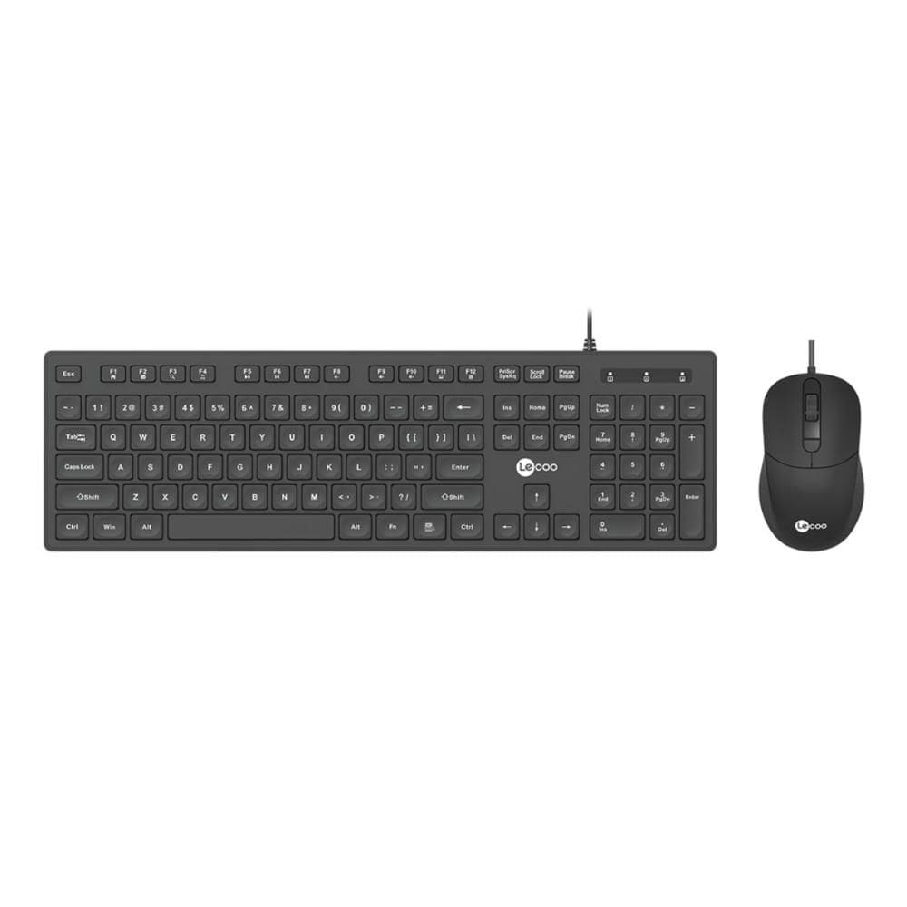 Kit Teclado e Mouse USB Lecoo CM102 - Multimídia - ABNT2 - Ambidestro - 2400DPI - Preto