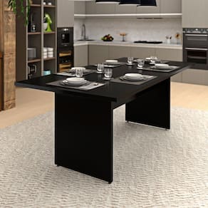 Mesa de Jantar 6 Lugares Cozinha 200x100cm Mdp Preto