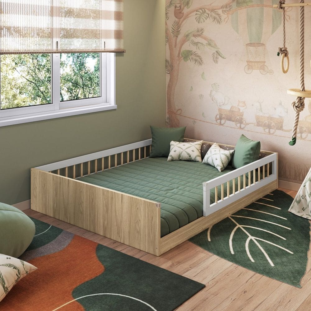 Cama Montessoriana de Casal Linha Affetto Aveiro OAK com Branco