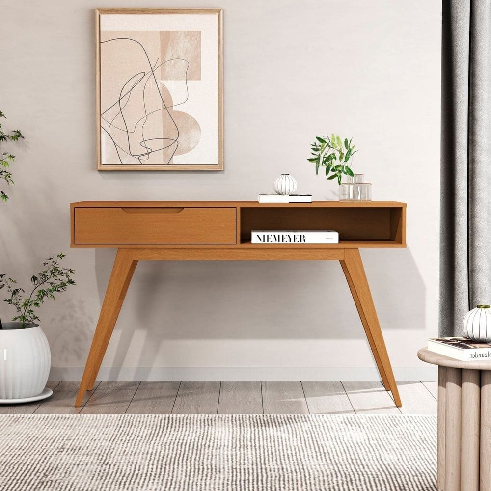 Aparador Tucumã com Puxador Usinado e Pés em Madeira Maciça Marrom