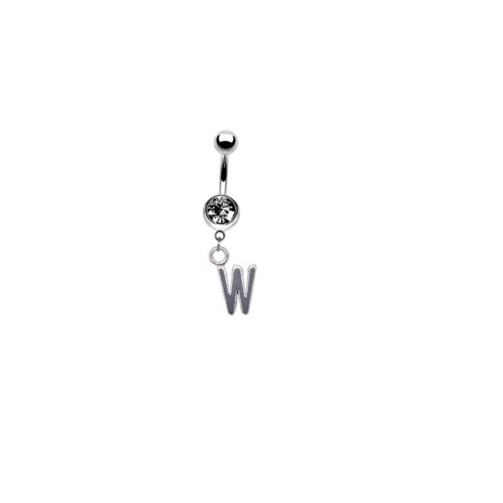 Piercing Umbigo Letra Inicial Nome Prateado
