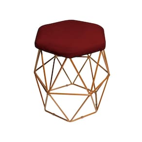 Puff Aramado Bordo Base De Ferro Rose Gold Web Shop Moveis