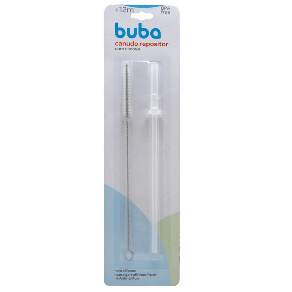 Canudo e Escova de Limpeza Animal - Buba + Refil Silicone