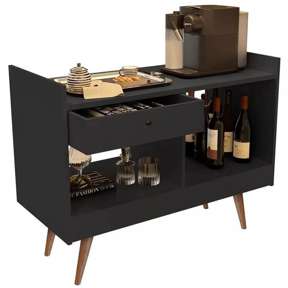 Aparador 4064 Buffet Retro Pés Palito com Gaveta JB Bechara Cor Preto
