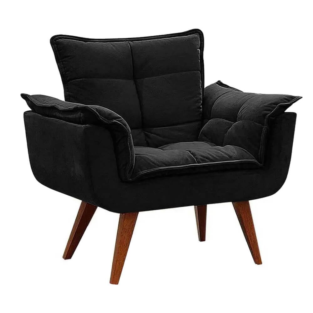 Poltrona Opalla Veludo Pés Palito My House Decor Cor Preto