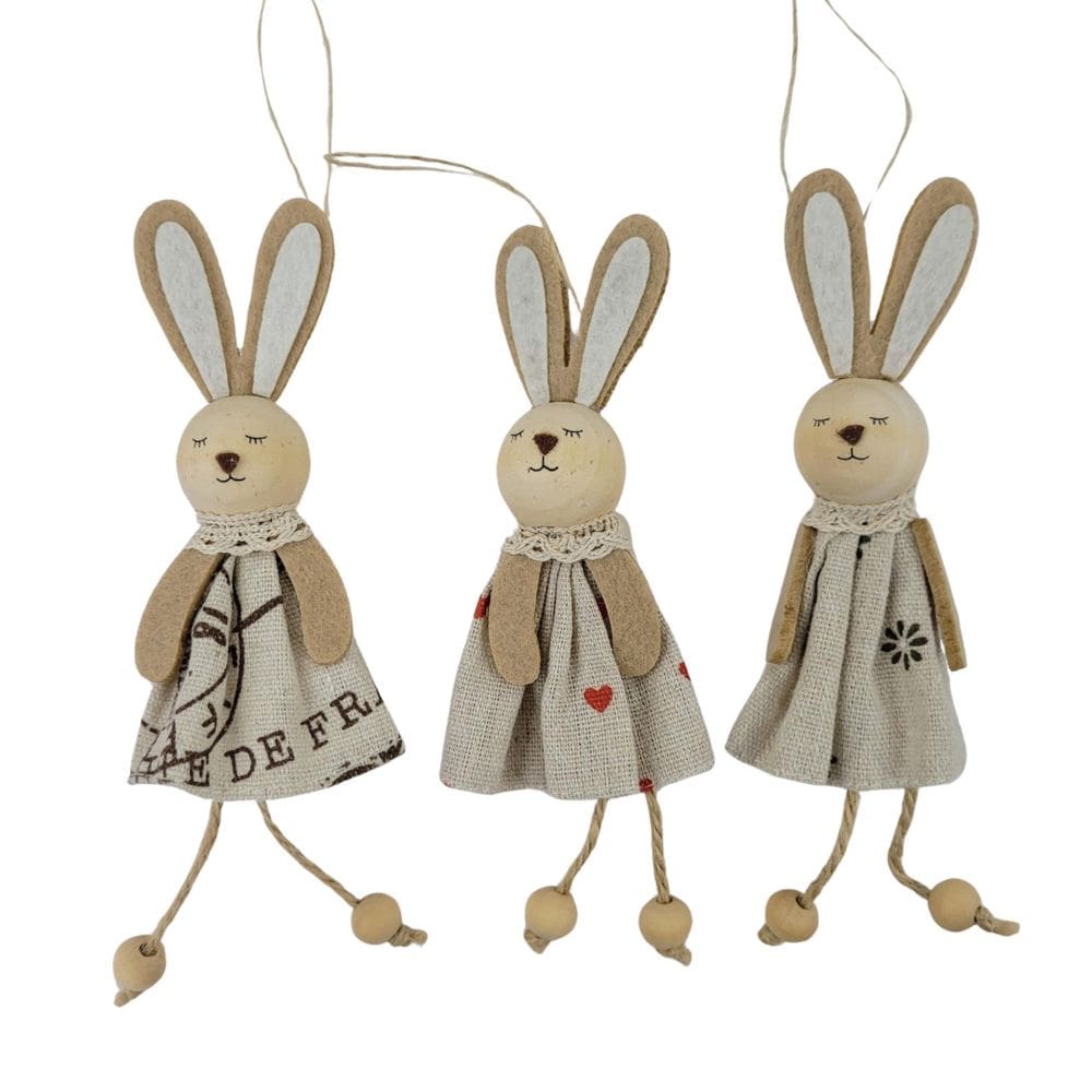 Kit 3 Coelho De Pascoa Pingente 17Cm Decoração De Pendurar