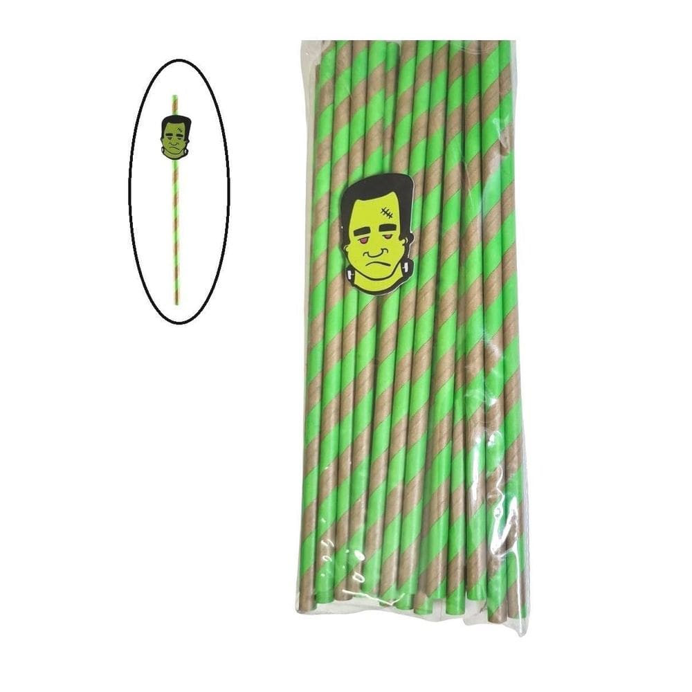 Canudo De Papel Halloween Frankenstein Ou Fantasma 25 Un