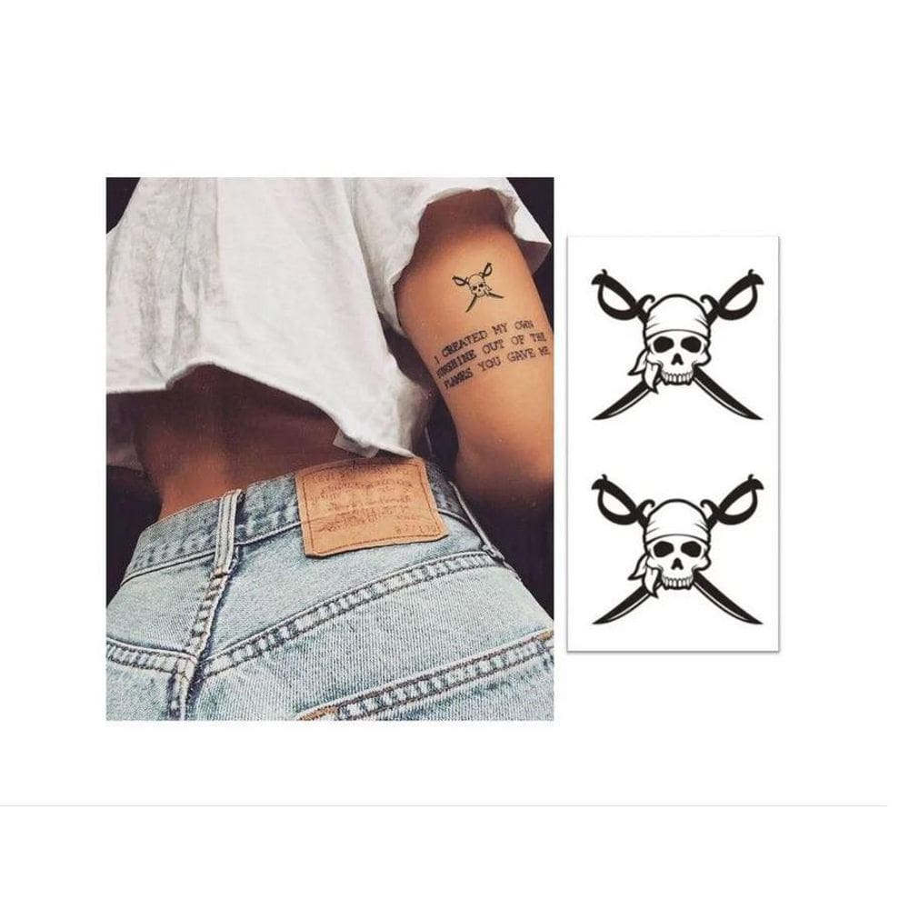 Tatuagem Temporária Cartela Dupla Caveira Pirata