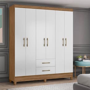 Guarda Roupa Casal Ambiente Panamá 6 Portas Naturale Branco - Moval