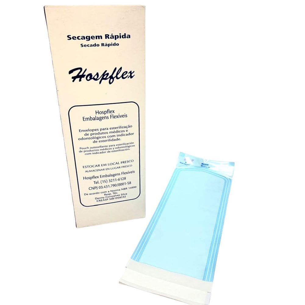 Envelopes Esterilização Hospflex 9x23 Papel Cirúrgico 100un