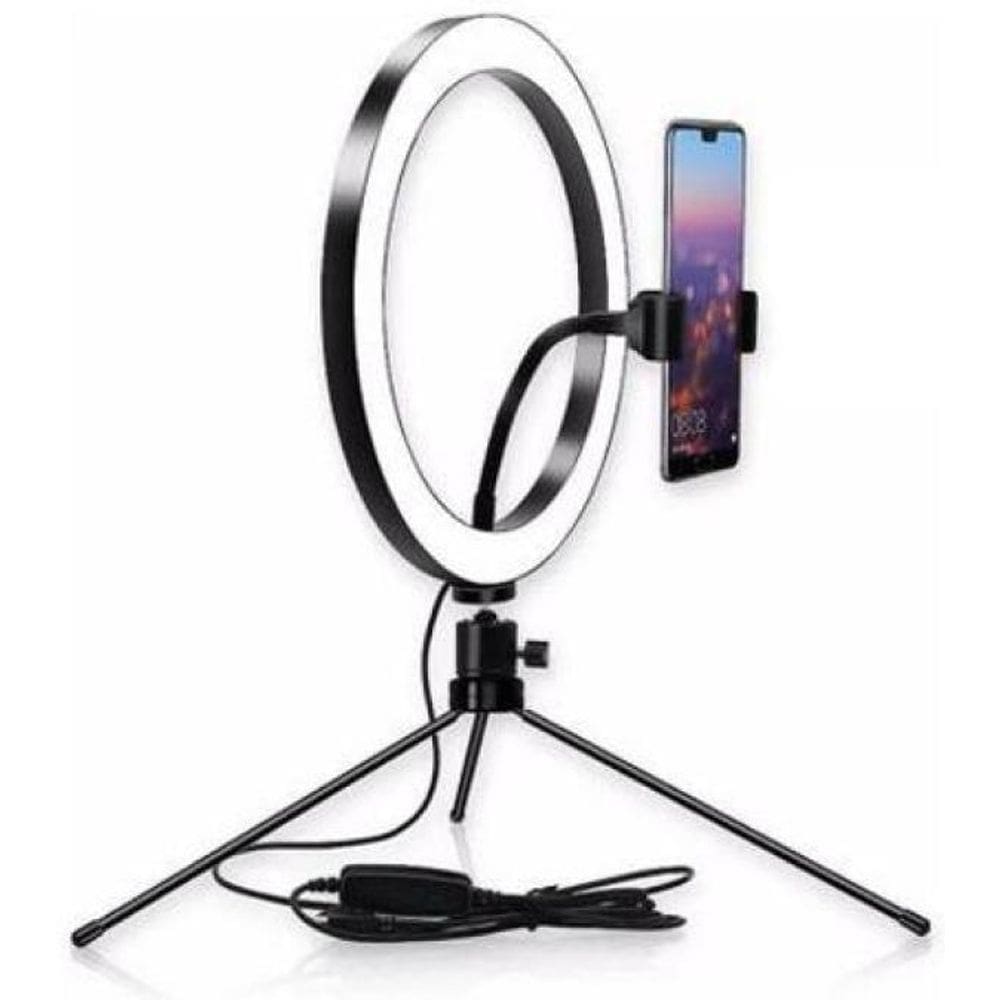 Iluminador Ring Light 10 Polegadas 26Cm Com Tripé De Mesa
