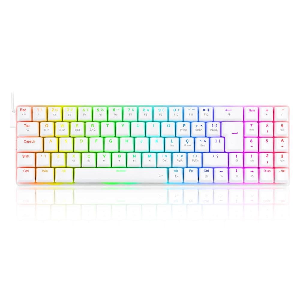 Teclado Mecânico Gamer Redragon Ashe - ABNT2 - RGB Chroma - Switch Blue - Branco - K626-KB-W