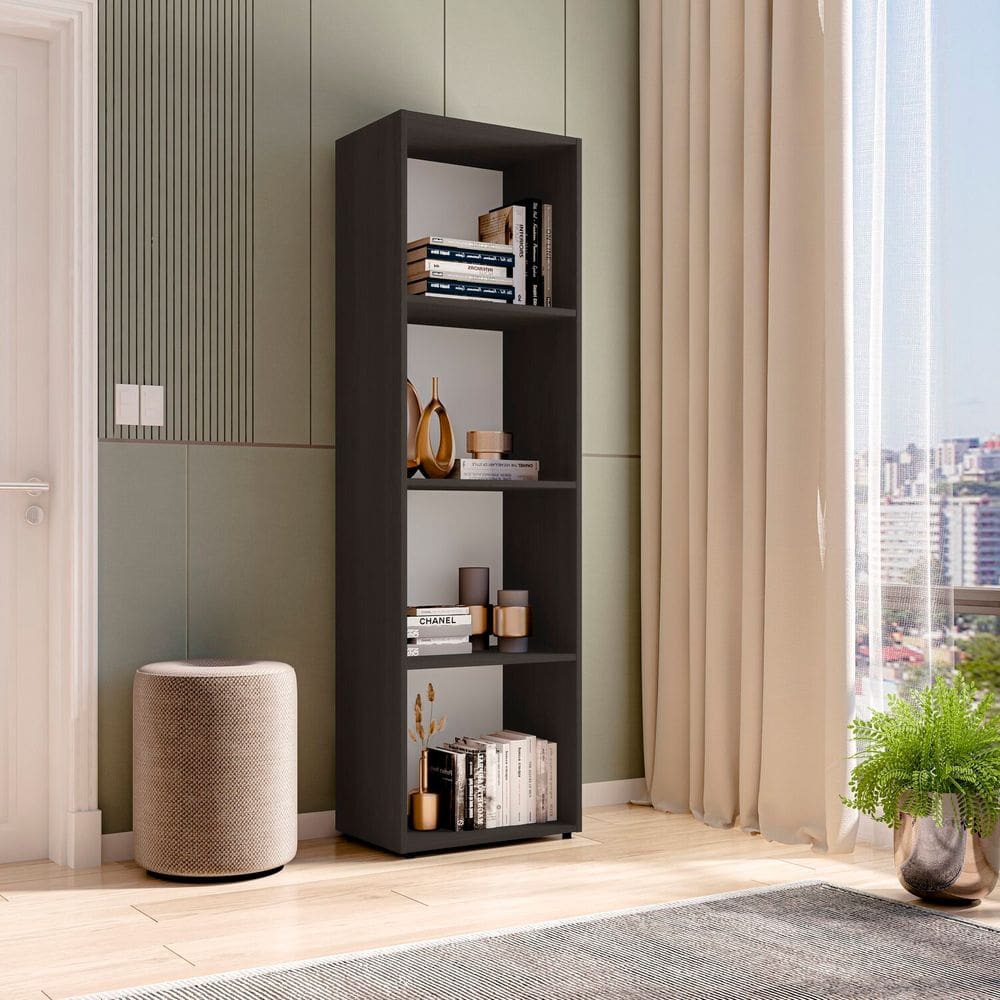 Estante Modular para Livros 4 Nichos Calum Preto