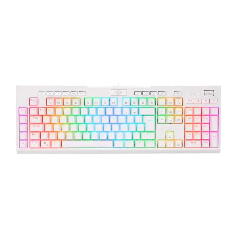 Teclado Mecânico Gamer Redragon Brahma Pro - ABNT2 - RGB Chroma Switch Marrom - Branco K586W-RGB-PRO