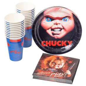 Conjunto de artigos de festa Silver Buffalo Chucky`s Face, 60 peças