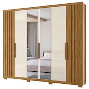 Guarda Roupa Casal Araguaia 6 Portas Freijó Off White com Espelho - Moval