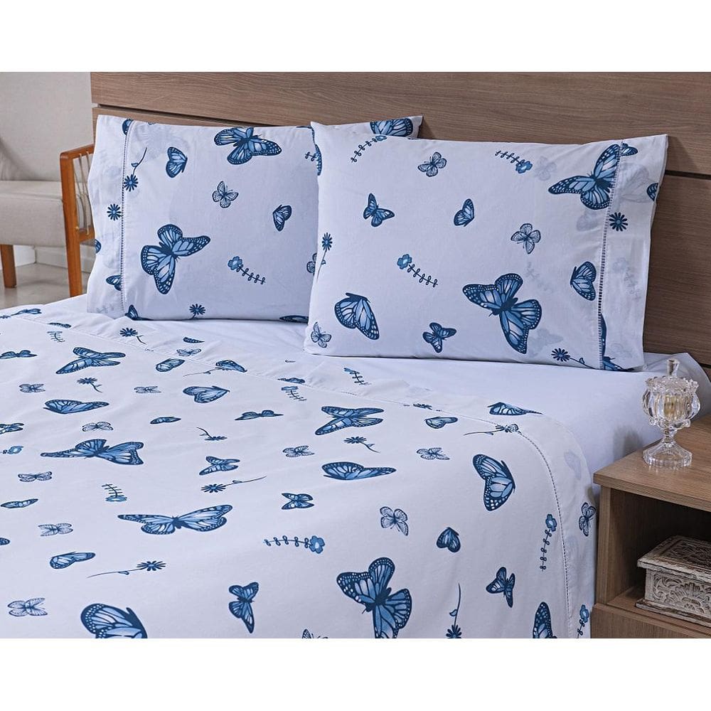 Jogo Lençol 4 Peças Cama Viúva 1,88Mx1,28Mx30Cm 100% Algodão