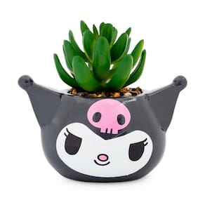 Mini plantador Toynk Sanrio Kuromi com cabeça sorridente com suculenta