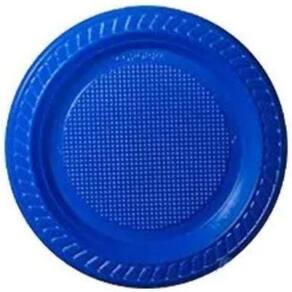 Kit Prato E Copo Azul De Plástico Descartável- 100Un
