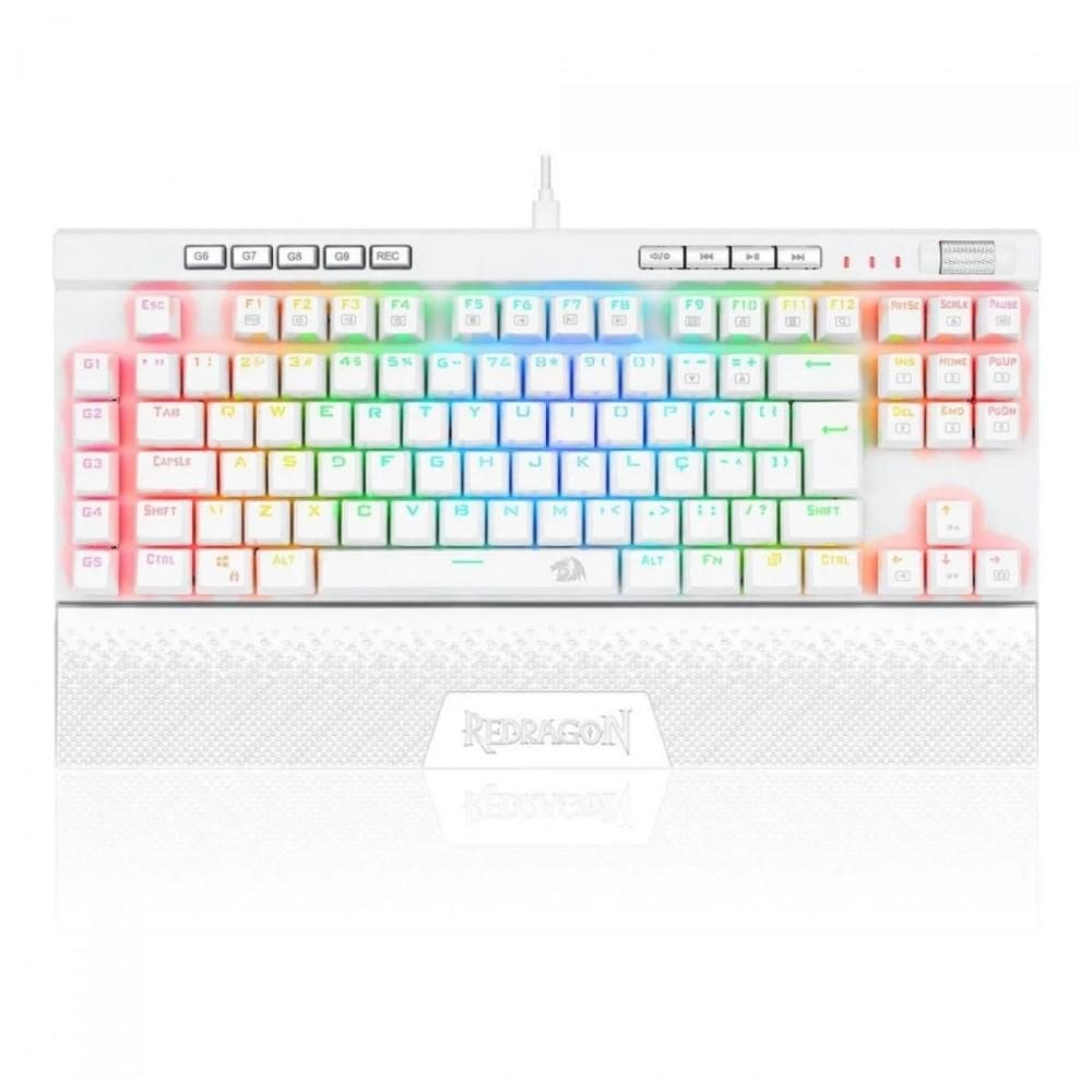 Teclado Mecânico Gamer Redragon Magic-Wand Pro - ABNT2 - RGB - Switch Brown - Branco - K587W-RGB-PRO