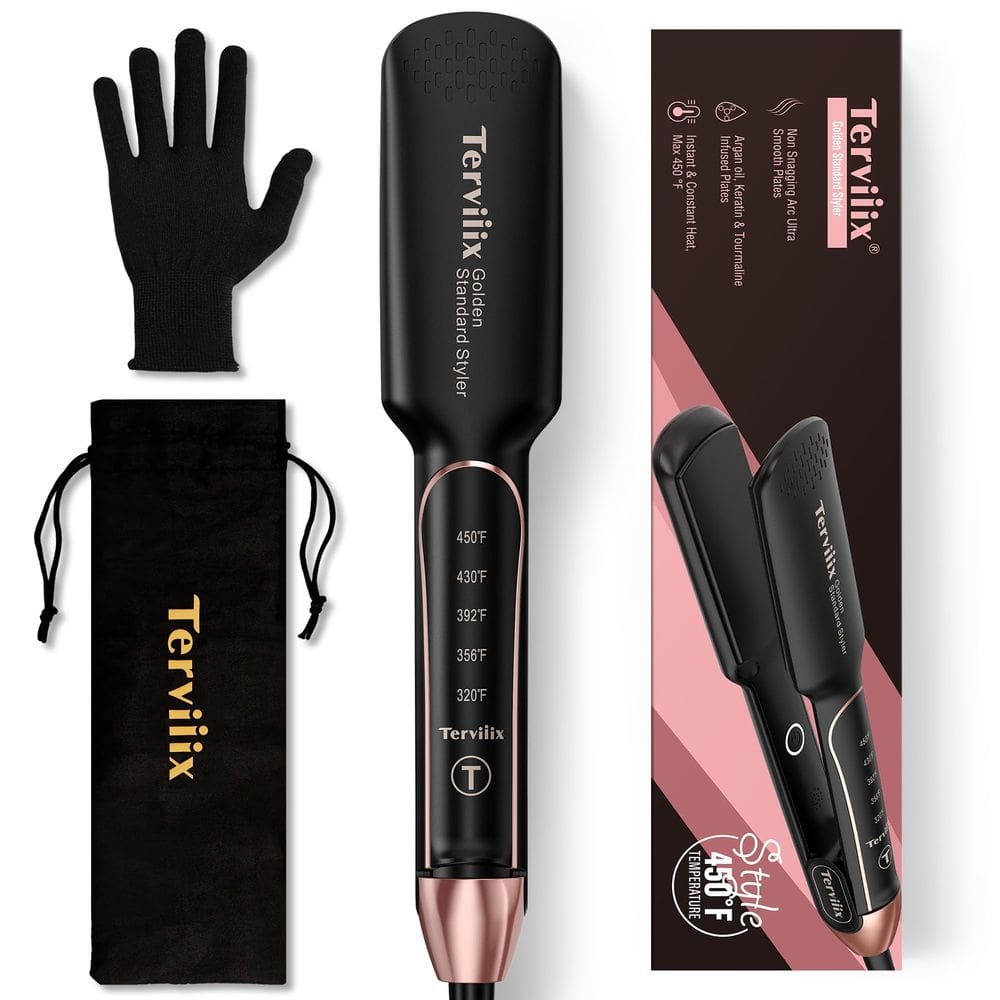 Alisador de cabelo de ferro plano Terviiix Ceramic Tourmaline