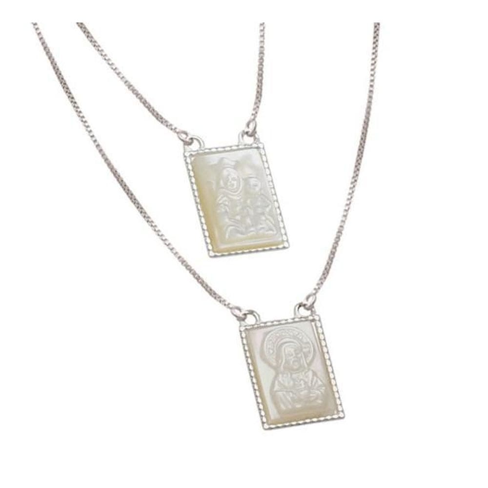 Escapulário Prata Para Madre Pérola Jesus E N.Sra.Carmo