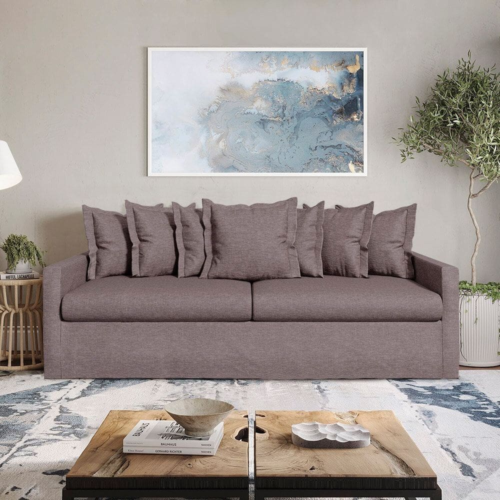 Sofá com Capa 100% Removível e Lavável Enseada 220cm Prata
