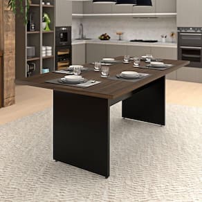 Mesa de Jantar 6 Lugares Cozinha 200x100cm Mdp Nogal / Preto
