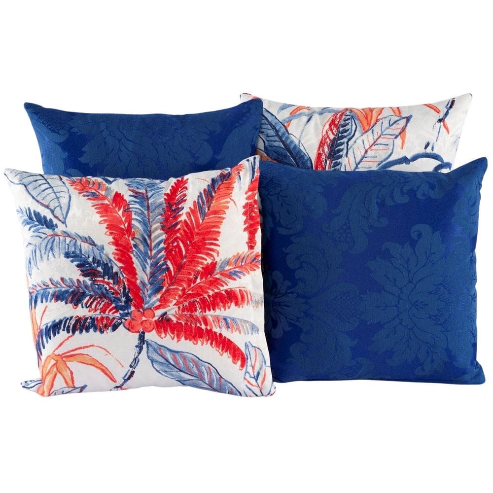 Kit 4 Capas De Almofada Decorativas Para Sofá Estampa Azul