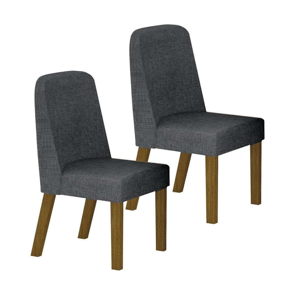 Conjunto Mesa 200cm Tampo Orgânico sem Vidro e 06 Cadeiras Isis Freijó/Linho Cinza