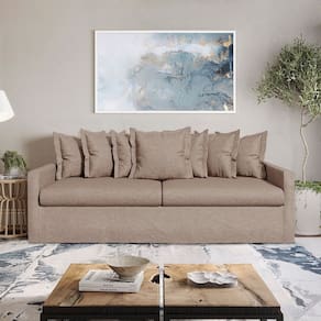 Sofá com Capa 100% Removível e Lavável Enseada 220cm Bege Claro