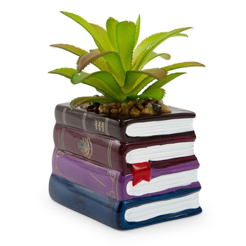 Plantador de cerâmica Harry Potter Book Stack com suculenta artificial