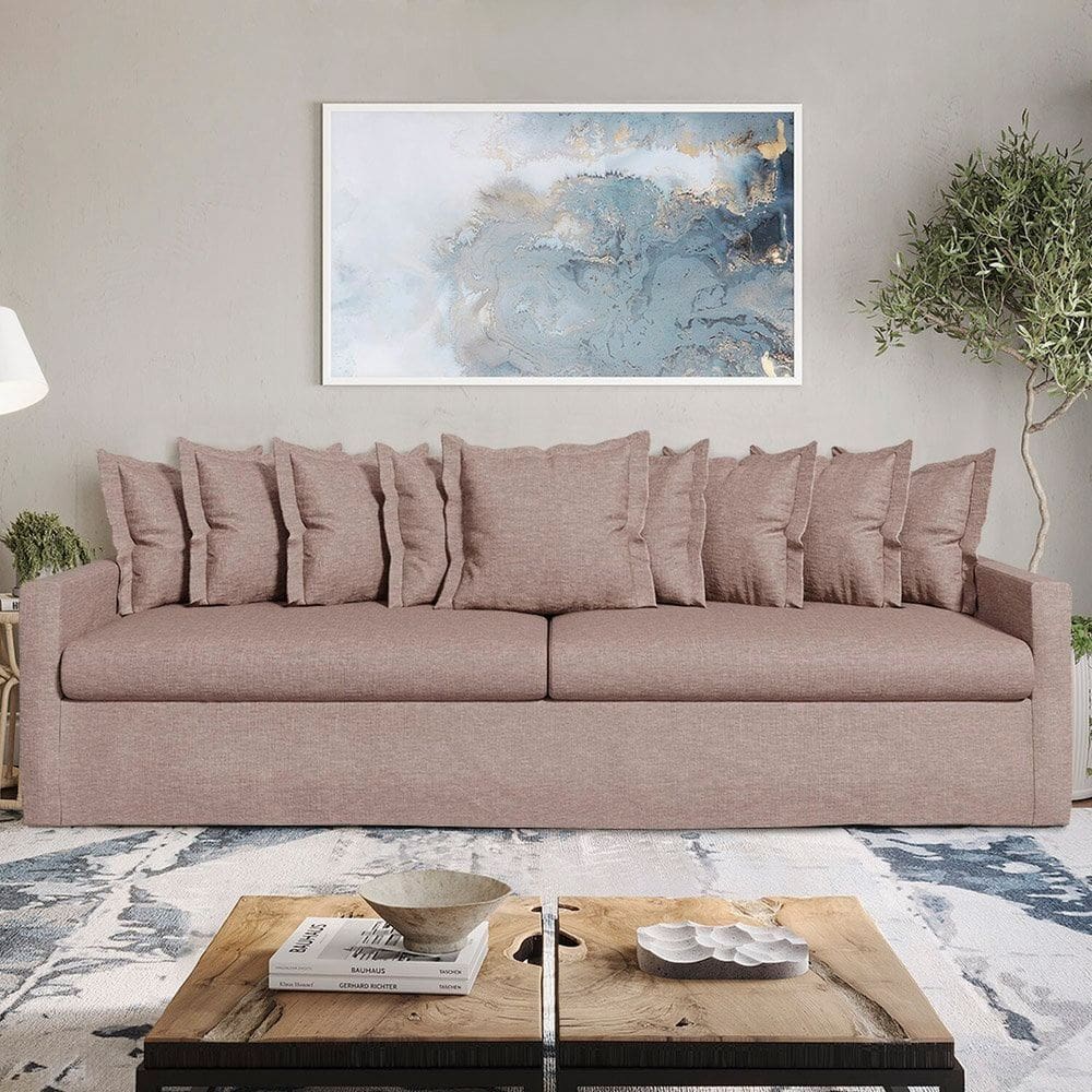 Sofá com Capa 100% Removível e Lavável Enseada 280cm Bege Escuro