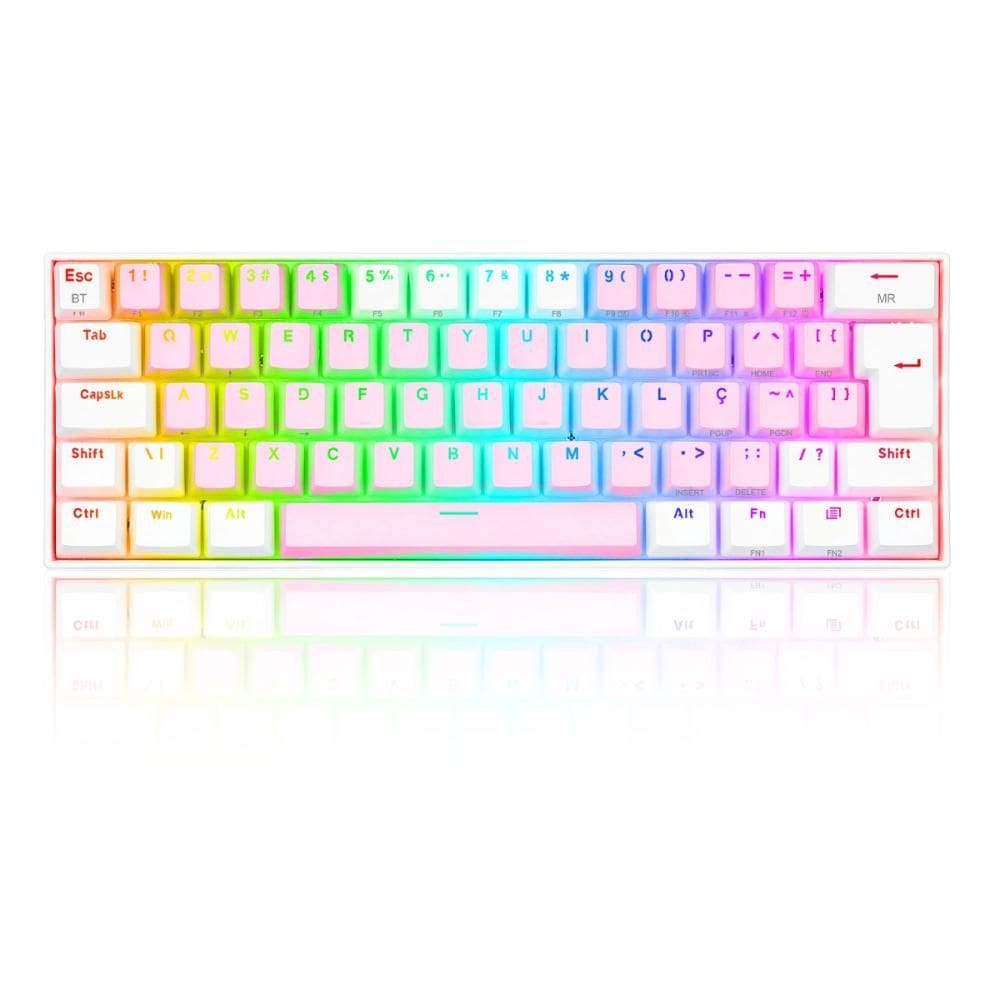 Teclado Mecânico Gamer Redragon Draconic Pro Switch Brown ABNT2 Rosa Branco K530PW-RGB-PRO PT-Brown