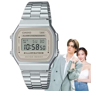 Relógio de Pulso Casio Feminino Masculino Digital Aço Inóx Vintage Resistente Água Quadrado Pequeno Casual Prata A168WA-8AYDF