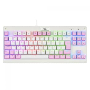 Teclado Mecânico Gamer Redragon Dark Avenger RGB Switch Brown ABNT2 Branco Rosa K568WP-RGB PT-Brown