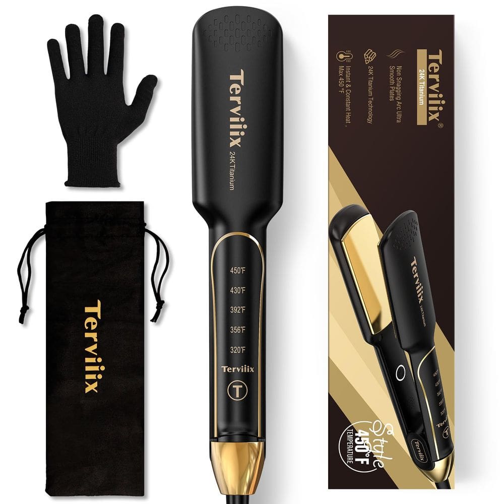 Alisador de cabelo de ferro plano Terviiix Titanium ARC 1,75 polegadas