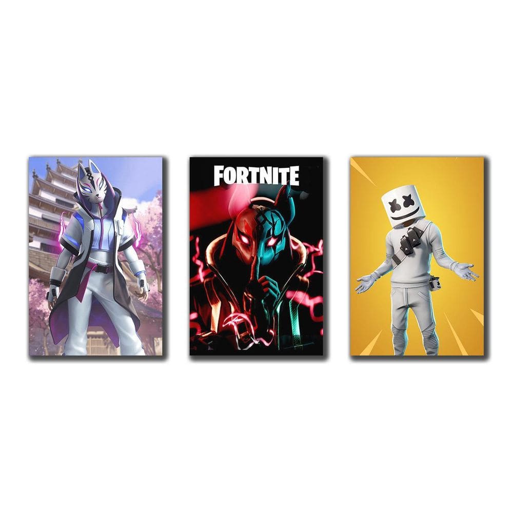 Kit 3 Placas Decorativas Game Fortnite Em Mdf 30X20