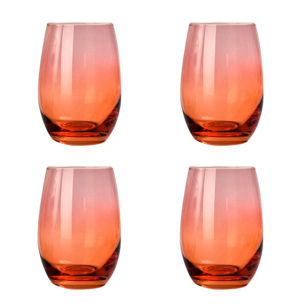 Jogo de 4 Copos em Cristal Laranja 510ml