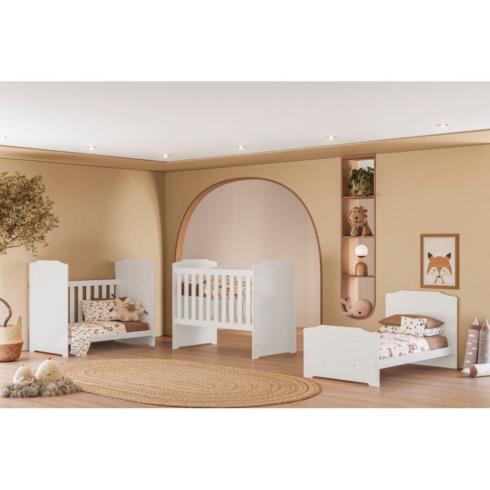 Móvel Infantil 3 em 1 Berço Mini Cama E Sofá Com Mosquiteiro 100% MDF