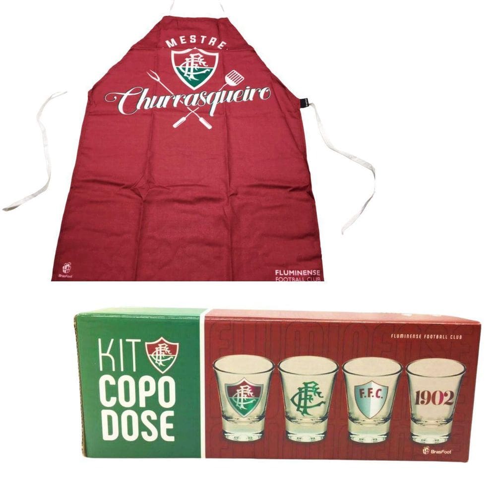 Kit Churrasco Avental Fluminense Mestre Churrasqueiro + 4 Un