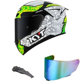 Capacete Kyt Tt Course Arbolino Verde Mais Viseira Camaleão e Spoiler Fumê
