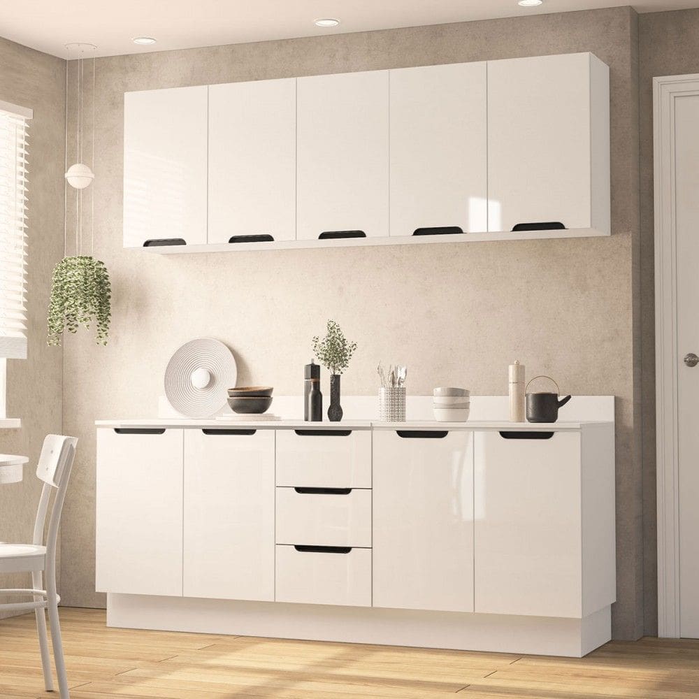 Cozinha Completa Meena 9 Portas 3 Gavetas Branco - Politorno