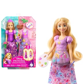 Boneca de moda Mattel Disney Princess Rapunzel com 9 acessos.