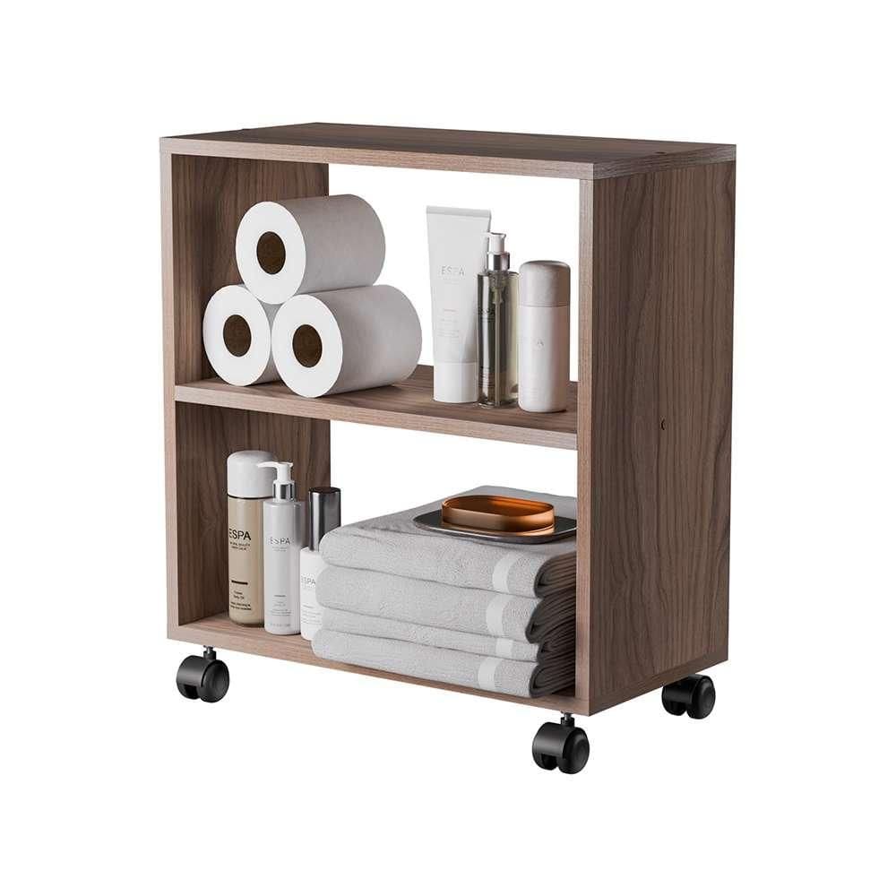 Móvel Organizador Multiuso para Banheiro com Rodinhas Nogal