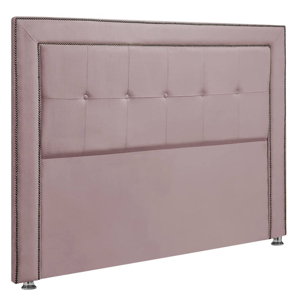Cabeceira Estofada para Cama Box King 195cm Ravena Veludo Rosê Gold