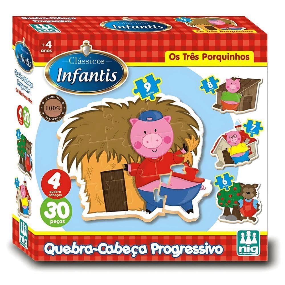 Puzzle Progressivo - Os Três Porquinhos - Nig Brinquedos