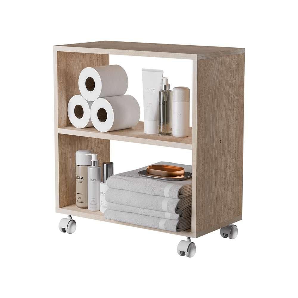 Móvel Organizador Multiuso para Banheiro com Rodinhas Carvalho