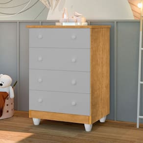 Cômoda Infantil Lara 4 Gavetas Natural/Cinza - J&a Móveis